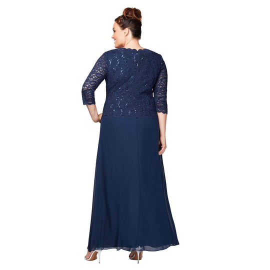Alex Evenings - 412318 Sequin Lace Chiffon Faux Two-Piece Long Dress