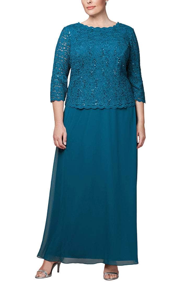Alex Evenings - 412318 Sequin Lace Chiffon Faux Two-Piece Long Dress ...