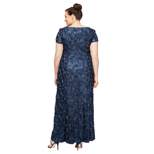 Alex Evenings - 412788 Short Sleeve Rosette A-line Dress