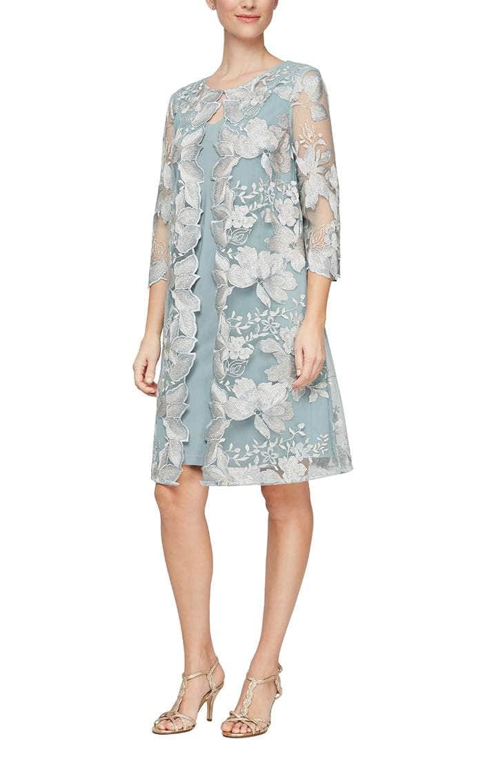 alex evenings ice sage dress Alex Evenings Mock Jacket Midi Dress - Ice Sage