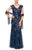 Alex Evenings - 8117897 V-Neck Floral Embroidered Gown With Shawl Mother of the Bride Dresess 4 / Navy
