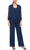 Alex Evenings - 8192002 Chiffon 3 Piece Pantsuit Special Occasion Dress 2 / Navy