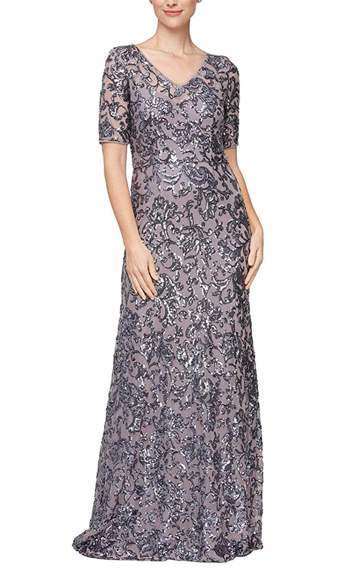 Alex Evenings 8196803 - Sequin A-Line Evening Dress Mother of the Bride Dresses 2 / Icy Orchid