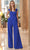 Alexander by Daymor - 1063 Deep V-Neckline Long Jumpsuit Mother of the Bride Dresses 0 / Blue