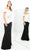 Alexander By Daymor - 1350 Off-Shoulder Beaded Sheath Gown Mother of the Bride Dresses 00 / Black/White