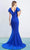 Alexander By Daymor - 1456 Cap Sleeves V-Neck Trumpet Gown With Slit Evening Dresses