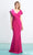 Alexander By Daymor - 1456 Cap Sleeves V-Neck Trumpet Gown With Slit Evening Dresses 4 / Fushia