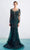 Alexander By Daymor - 1474 Illusion Embellished Tulle Gown Evening Dresses 4 / Emerald