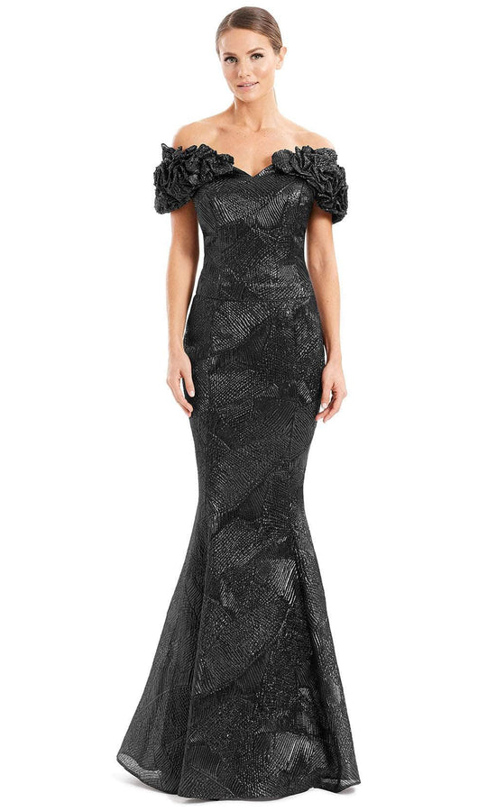 Alexander by Daymor 1650 - Ruffled Sleeve Metallic Evening Gown