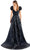 Alexander By Daymor 1651F22 - Ruffled Cap Sleeve Evening Gown In Blue