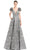 Alexander By Daymor 1651F22 - Ruffled Cap Sleeve Evening Gown In Silver