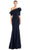 Alexander By Daymor 1663F22 - Ruffled One-Shoulder Formal Gown Special Occasion Dress 4 / Navy