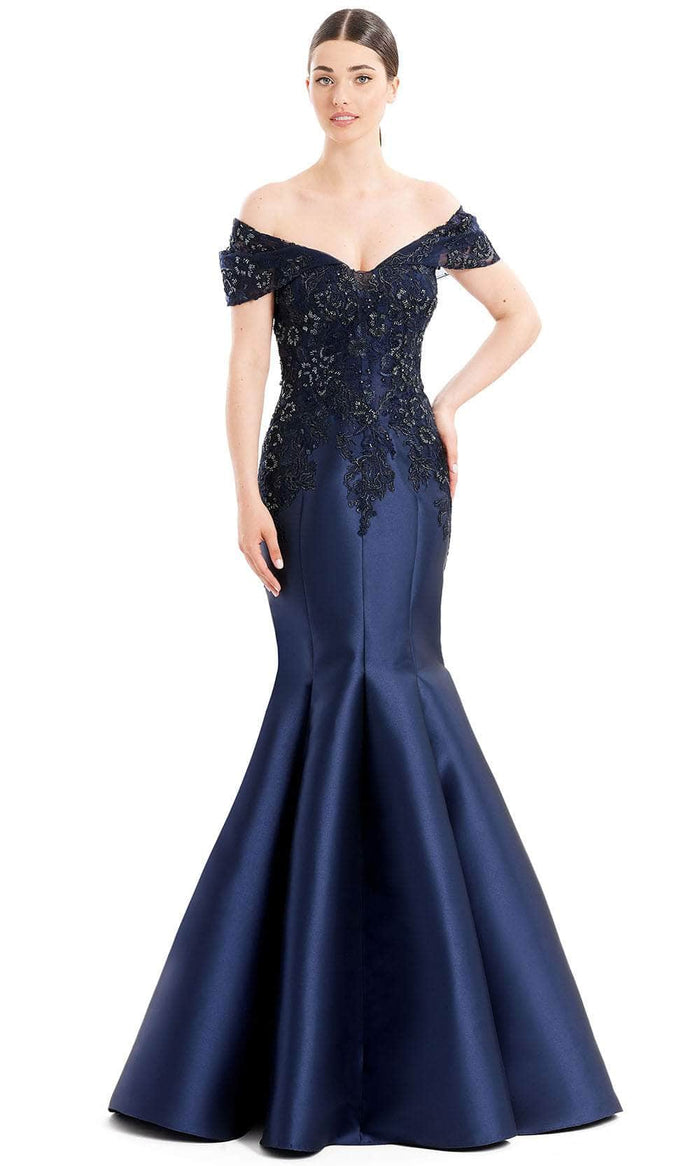 Alexander By Daymor 1667F22 - Godets Skirt Evening Gown Special Occasion Dress 4 / Navy