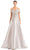 Alexander By Daymor 1668F22 - Off-Shoulder V-Neck Evening Gown Special Occasion Dress 4 / Silver/Taupe