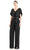 Alexander By Daymor 1669F22 - Ruffled Short Sleeve Formal Jumpsuit Special Occasion Dress 2 / Black