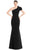 Alexander By Daymor 1671F22 - Pleated Asymmetric Neck Evening Gown Special Occasion Dress 4 / Black