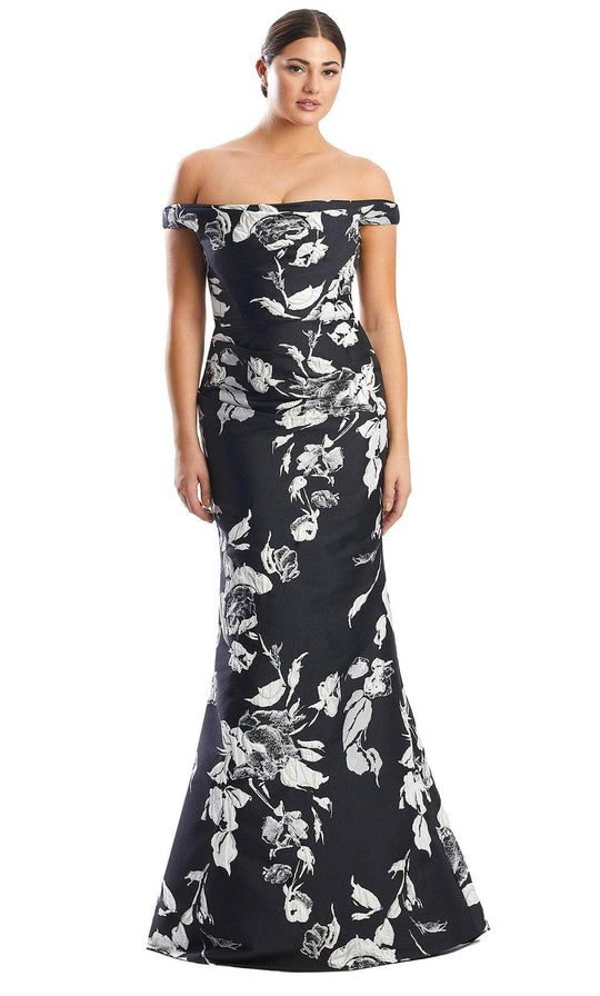 Alexander by Daymor 1791S23 - Off Shoulder Floral Embossed Dress