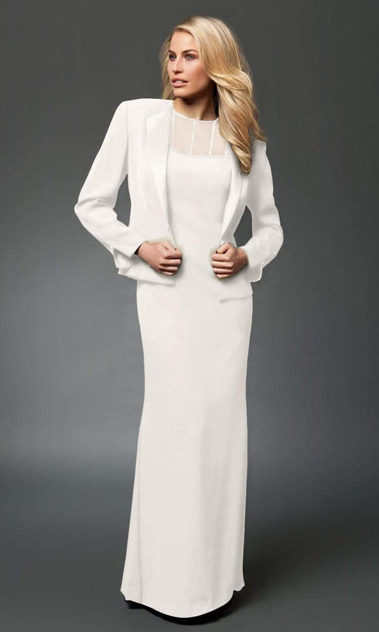 Alexander by Daymor - 2105 Classy Beaded Sheer Yoke Sheath Gown With Jacket