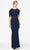 Alexander by Daymor - 350 Cold Shoulder Beaded Waist Sheath Gown Mother of the Bride Dresses 2 / Midnite