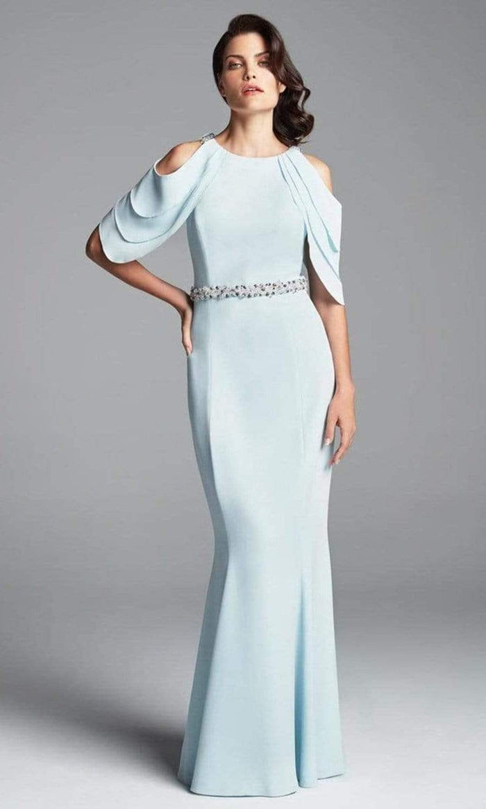Alexander by Daymor - 350 Cold Shoulder Beaded Waist Sheath Gown Mother of the Bride Dresses 2 / Soft Crystal