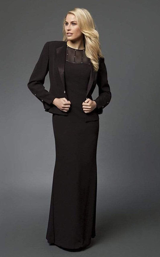 Alexander by Daymor - 702105 Classy Sheer Beaded Sheath Gown With Jacket