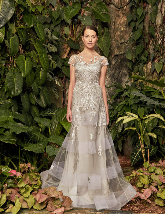 Alexander by Daymor - 961 Cap Sleeve Sequin-Ornate Embroidered Gown