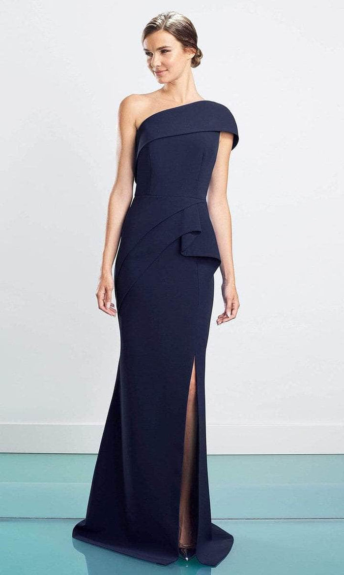 Alexander by Daymor - Asymmetric Draped Evening Dress 1463 - 1 pc Glacier Blue In Size 10 Available Evening Dress 4 / Navy