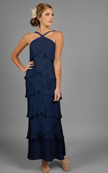Alexander by Daymor - Halter Tiered Sheath Long Evening Dress 3451