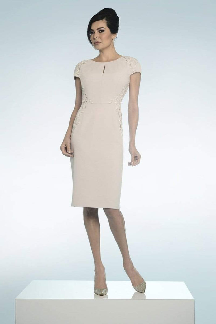 Alexander by Daymor Jewel Neck Accented Short Dress 818 - 1 pc Stone In Size 16 Available CCSALE 16 / Stone