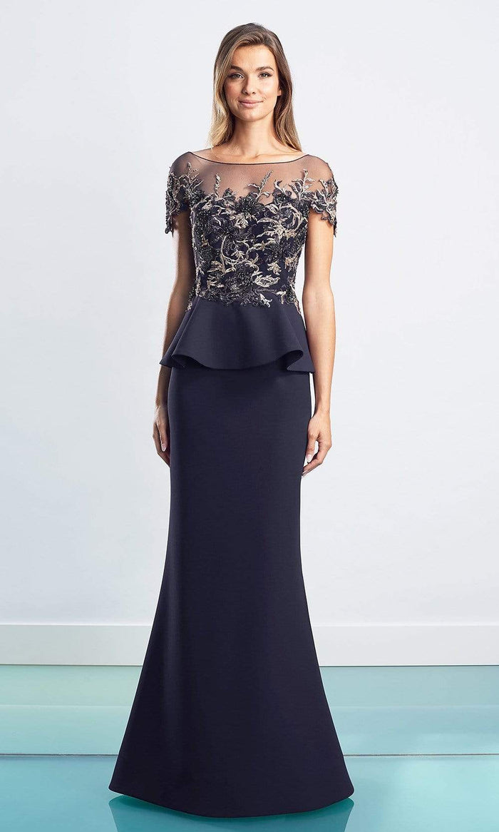 Alexander by Daymor - Lace Embroidered Peplum Gown 1459 - 1 pc Navy In Size 8 Available CCSALE 8 / Navy