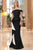 Alexander by Daymor Long Off-Shoulder Ruffled Trumpet Gown 1060 - 1 pc Black/White In Size 14 Available CCSALE 14 / Black/White