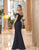 Alexander by Daymor Long Off-Shoulder Ruffled Trumpet Gown 1060 - 1 pc Navy In Size 8 Available CCSALE 8 / Navy