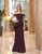 Alexander by Daymor Long Off-Shoulder Ruffled Trumpet Gown 1060 CCSALE 6 / Wine