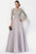 Alyce Paris - 27099 Quarter Sleeved Bateau Neckline Crepe Lace A-Line Dress CCSALE 16 / Silver