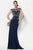 Alyce Paris - Beaded Illusion Evening Dress CCSALE 10 / Navy
