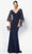 Alyce Paris - 27170 Beaded V-Neck Gown with Sheer Capelet Mother of the Bride Dresses 000 / Navy