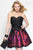 Alyce Paris 3693 Pleated Strapless Sweetheart Floral Taffeta Dress CCSALE 6 / Black/Red
