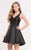 Alyce Paris 3707 Sleeveless V Neck Mikado Cocktail Dress CCSALE 4 / Black