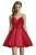 Alyce Paris - 3764 V Neckline Mikado Fit and Flare Cocktail Dress Cocktail Dresses 00 / Red