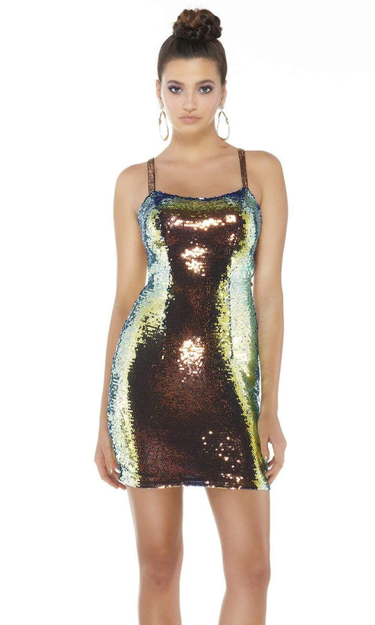 Alyce Paris - 4347 Sexy Cutout Back Opal Sequin Cocktail Dress - 1 pc Magic Opal In Size 8 Available CCSALE 8 / Magic Opal