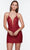 Alyce Paris 4513 - Spaghetti Strap Glitter Cocktail Dress Special Occasion Dress 000 / Claret