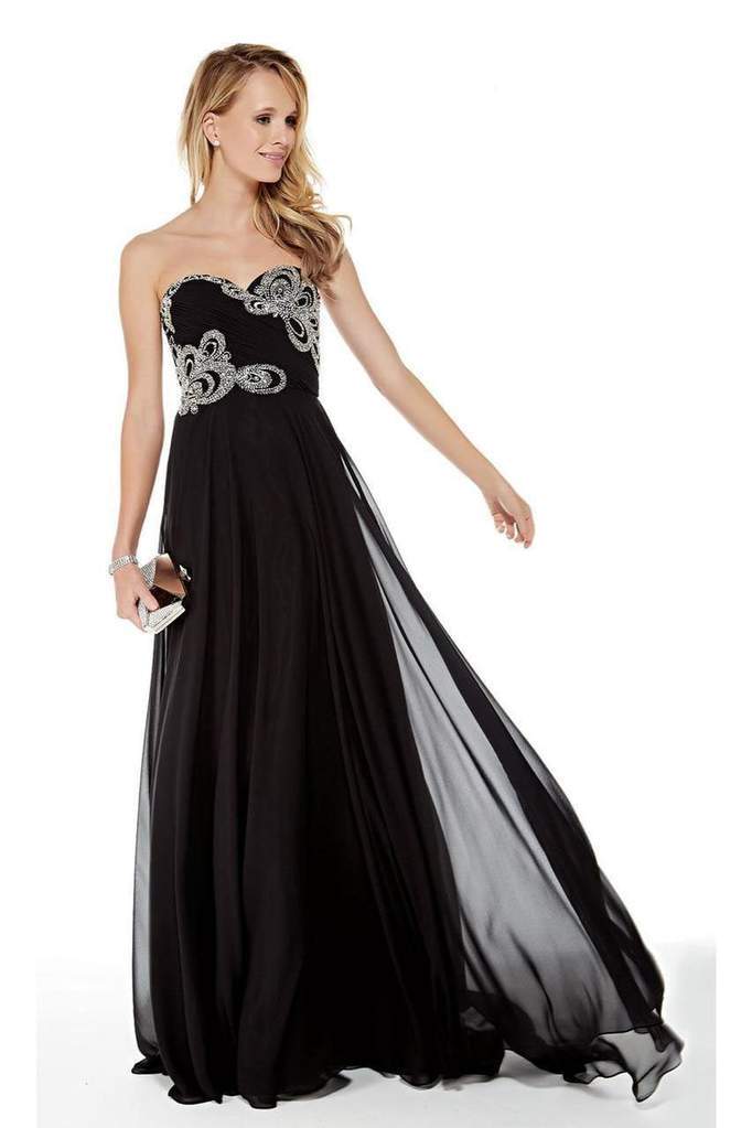 Alyce Paris - 5003 Strapless Sweetheart Neckline Beaded Chiffon Gown - 1 pc Black In Size 20 Available CCSALE 20 / Black
