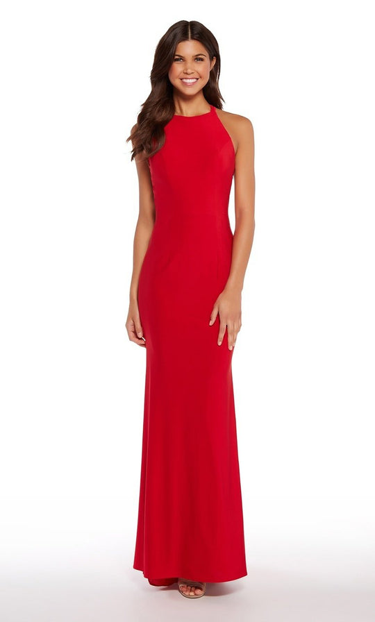 Alyce Paris - 60012 Halter Neck Strappy Open Back Long Formal Dress CCSALE 6 / Red