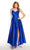 Alyce Paris - 60094 Surplice Bodice Taffeta High Slit A-Line Gown Evening Dresses 000 / Royal