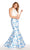 Alyce Paris 60178 Two Piece Floral Print Mikado Mermaid Gown - 1 pc Light Blue in size 12 Available CCSALE 12 / Light Blue