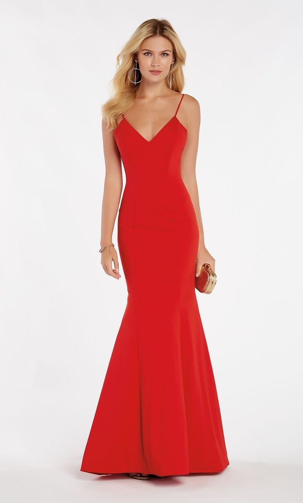Alyce Paris - 60293 Sleeveless V Neck Jersey Mermaid Gown - 2 pcs Forest Green in Size 2 and Royal in Size 2 Available CCSALE 18 / Red