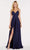 Alyce Paris - 60453 Sleeveless V Neck Sexy Satin A-Line Gown Bridesmaid Dresses 000 / Midnight