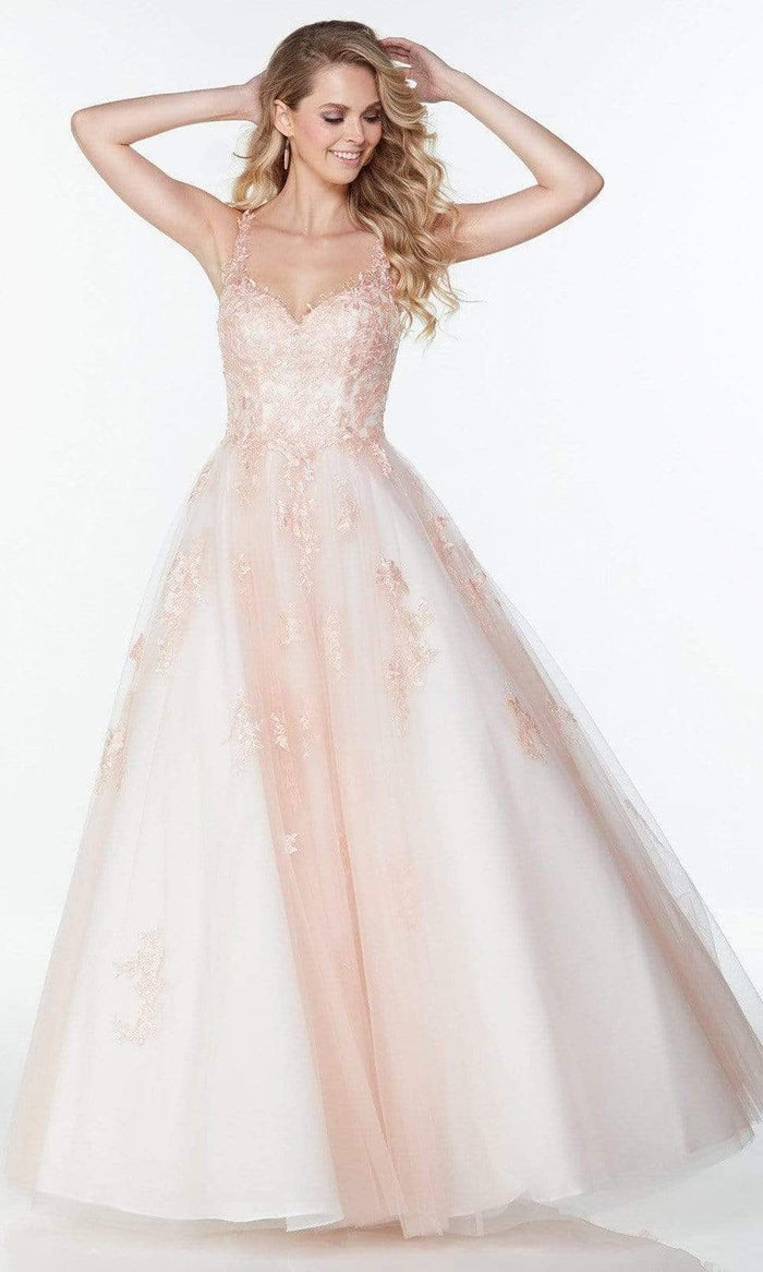Alyce Paris - 61079 Lace Ornate Sweetheart Gown Special Occasion Dress 000 / French Pink/Ivory