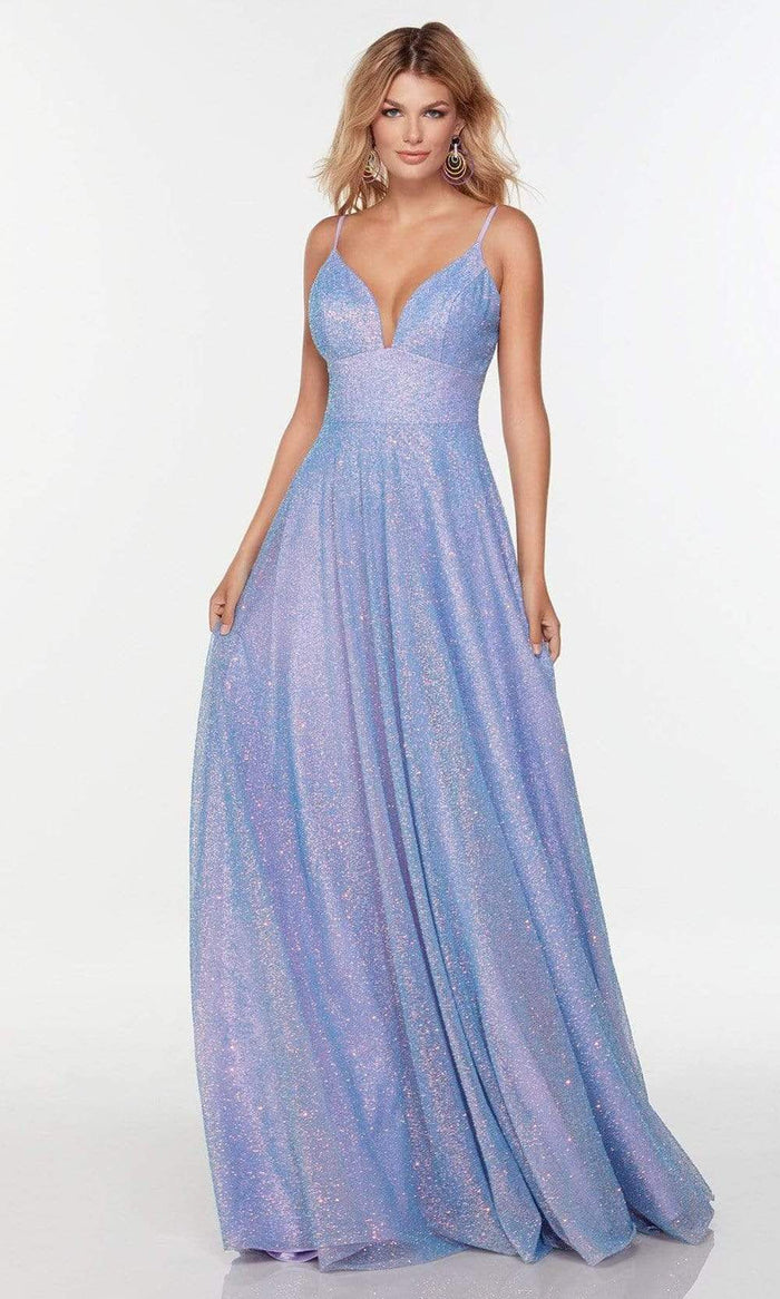 Alyce Paris - 61091 Glittery High Waisted Flowy Dress Prom Dresses 000 / Blossom