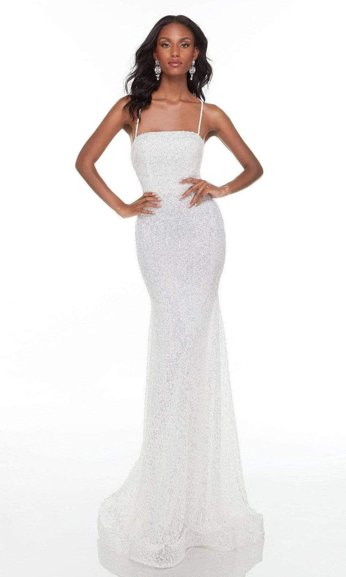 Alyce Paris - 61118 Straight-Across Sequin Gown Special Occasion Dress 000 / Diamond White